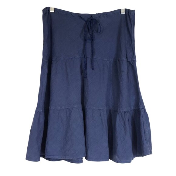 ALLEN ALLAEN - WOMEN'S MEDIUM - BLUE DRAWSTRING WAIST 100% LINEN SKIRT - Picture 1 of 8
